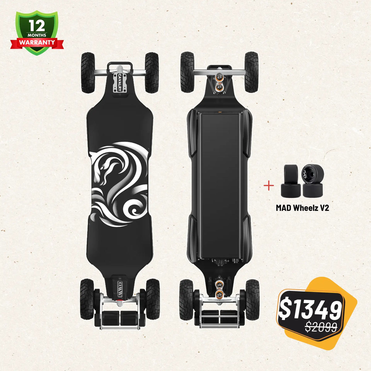 OMW Cavalry electric skateboard 175mm and 105mm 2-in-1 package