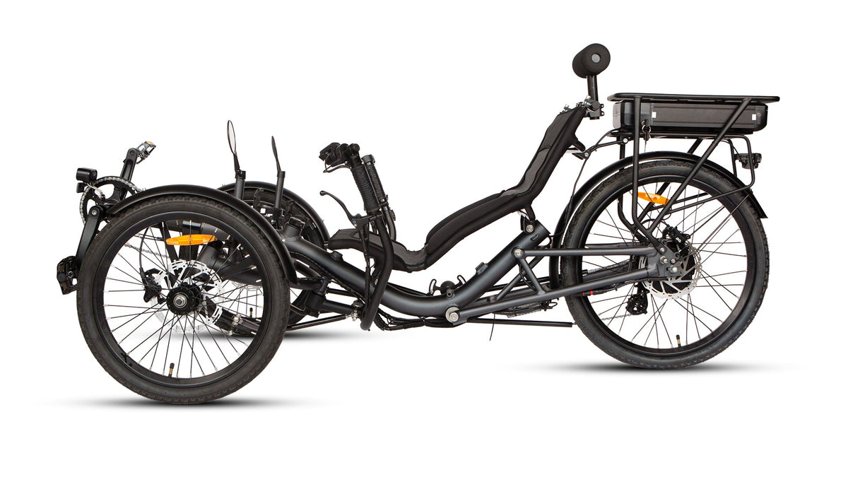 EUNORAU T1 Dark Grey electric recumbent trike left-side profile