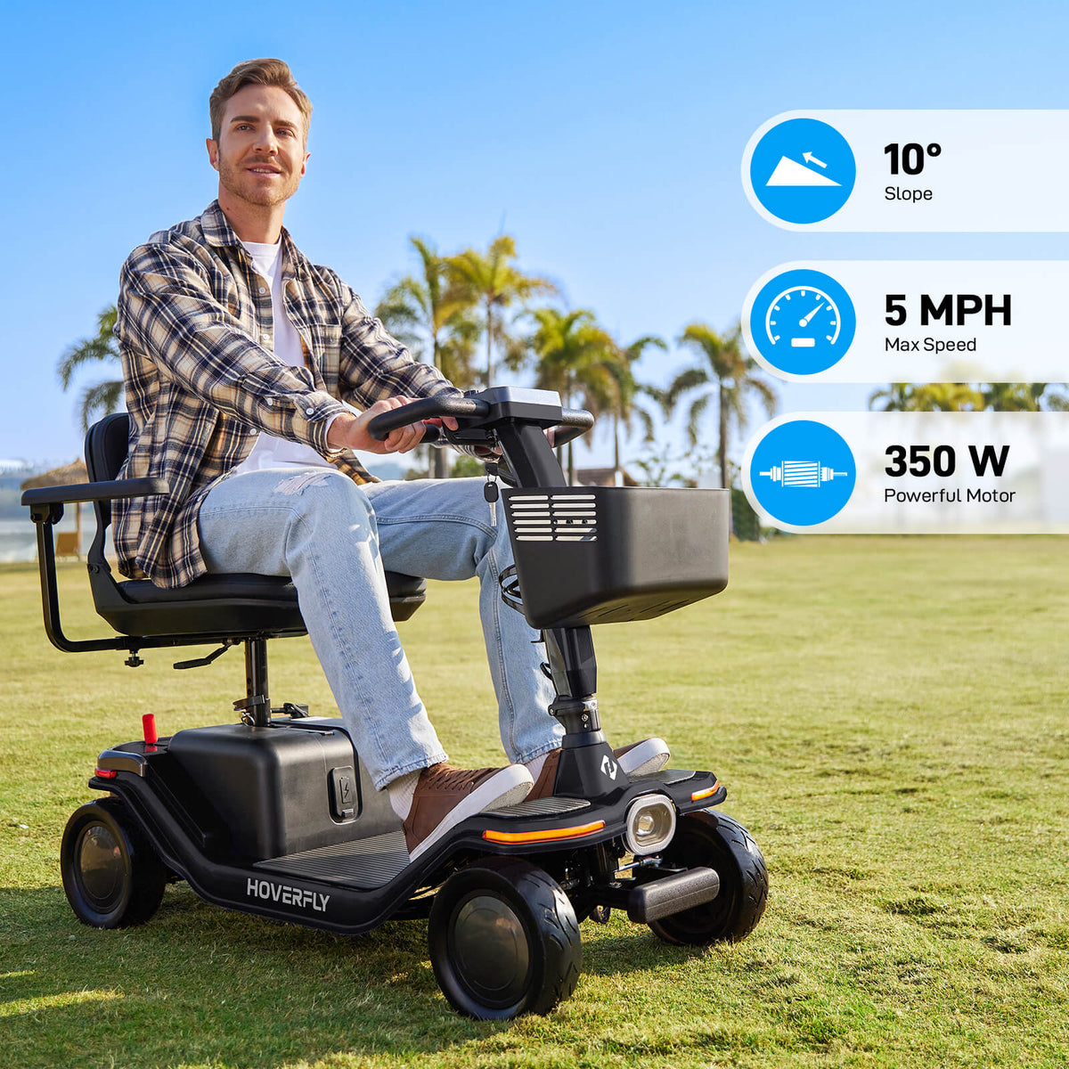 Hoverfly T5 4-Wheel Mobility Scooter | 16.8-Mile Claim — side or lifestyle view