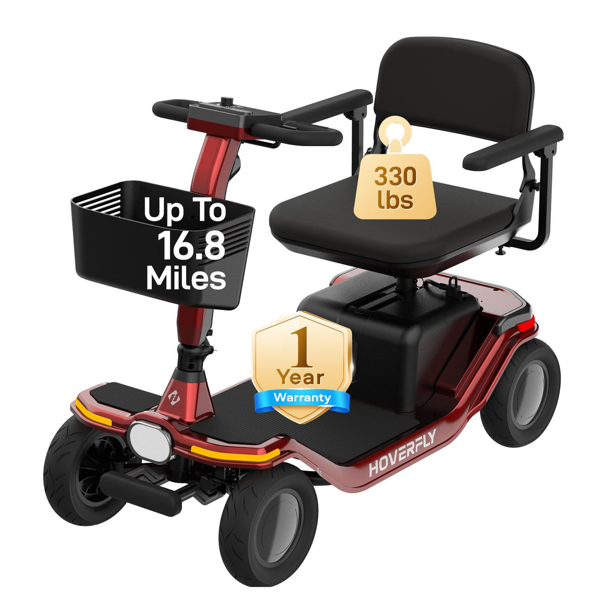 Hoverfly T5 4-Wheel Mobility Scooter | 16.8-Mile Claim — alternate product view