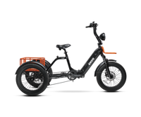 Black ENVO Flex Trike folding fat-tire electric adult trike in a studio product view.