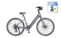 Heybike Venus lightweight step-thru cruiser electric bike: 750W Galaxy hub motor (1400W peak), 70 Nm torque, 28 mph Class 2/3 switchable, 27.5x2.2 Kenda road tires, aluminum-alloy low-step frame, Shimano Altus 8-speed, hydraulic discs, UL 2849 + UL 2271