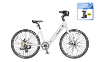 Heybike Venus lightweight step-thru cruiser electric bike: 750W Galaxy hub motor (1400W peak), 70 Nm torque, 28 mph Class 2/3 switchable, 27.5x2.2 Kenda road tires, aluminum-alloy low-step frame, Shimano Altus 8-speed, hydraulic discs, UL 2849 + UL 2271