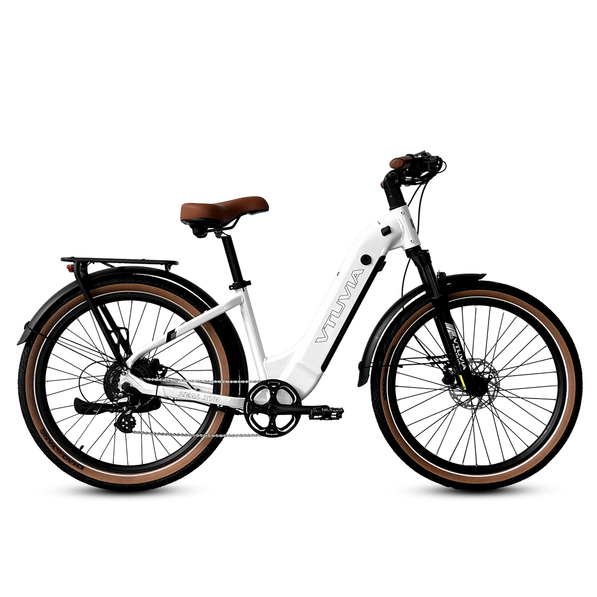VTUVIA Zeal XT8 commuter electric bike in glacier white, side view