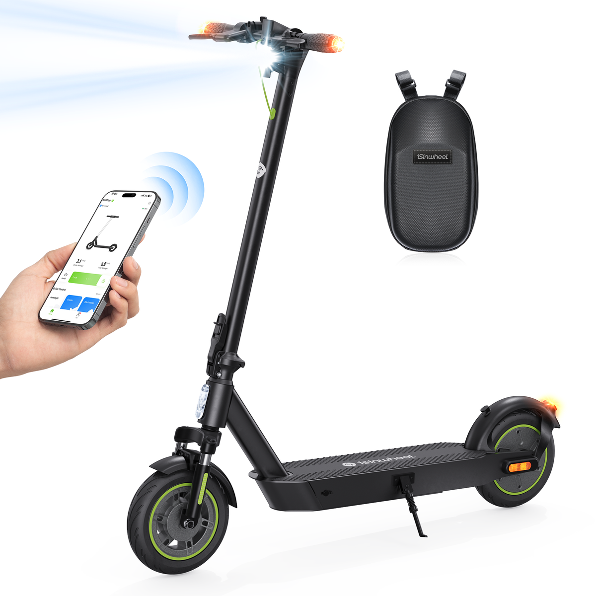 isinwheel S10 Plus Commuter Electric Scooter folded scooter on a white background