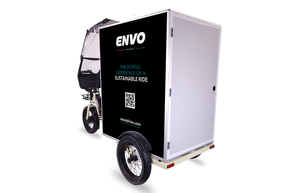 ENVO Cargo Trike rear cargo box flap detail.