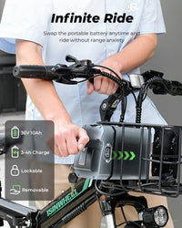 isinwheel M40 Folding Electric Bike removable battery and lock