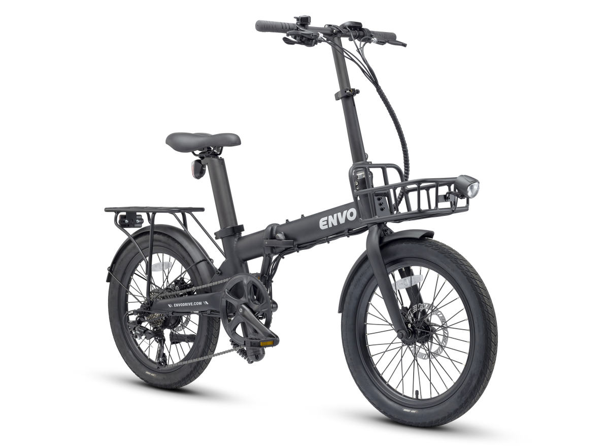 ENVO Lynx 20 foldable e-bike front view showing the compact 20-inch wheel layout.