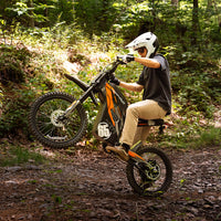 HappyRun G300 Pro 6500W peak motocross-format electric dirt bike: 50 mph top speed, 72V 30Ah battery, hydraulic 180/203mm disc brakes, inverted front fork, carbon steel frame, motocross-format tires, IPX5, off-road use only