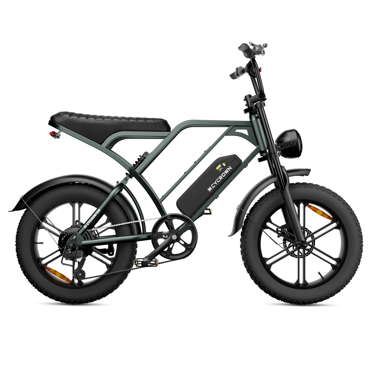 Mint green CycHunter with dual batteries, side product view