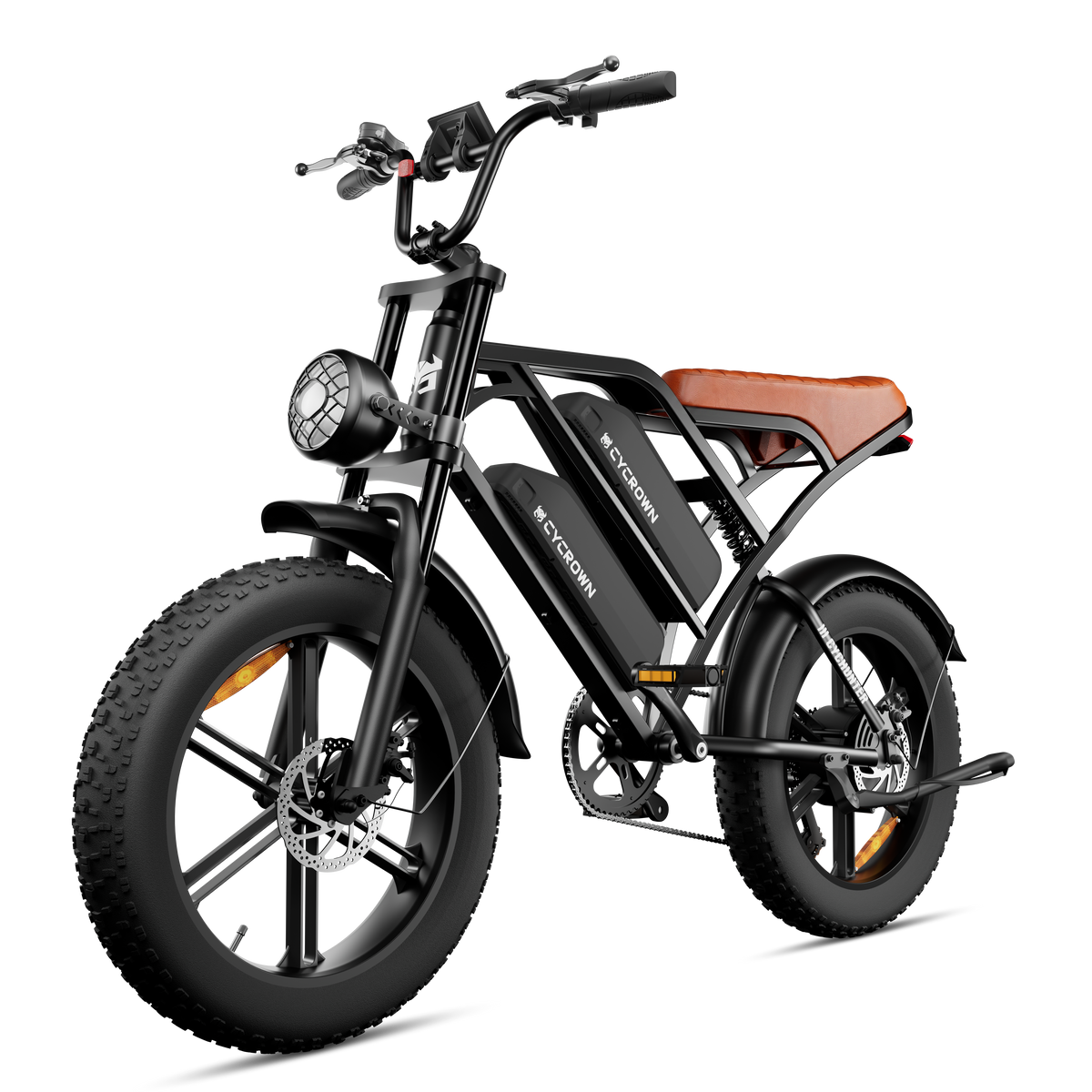 Front three-quarter view of the CycHunter with fat tires and round headlight