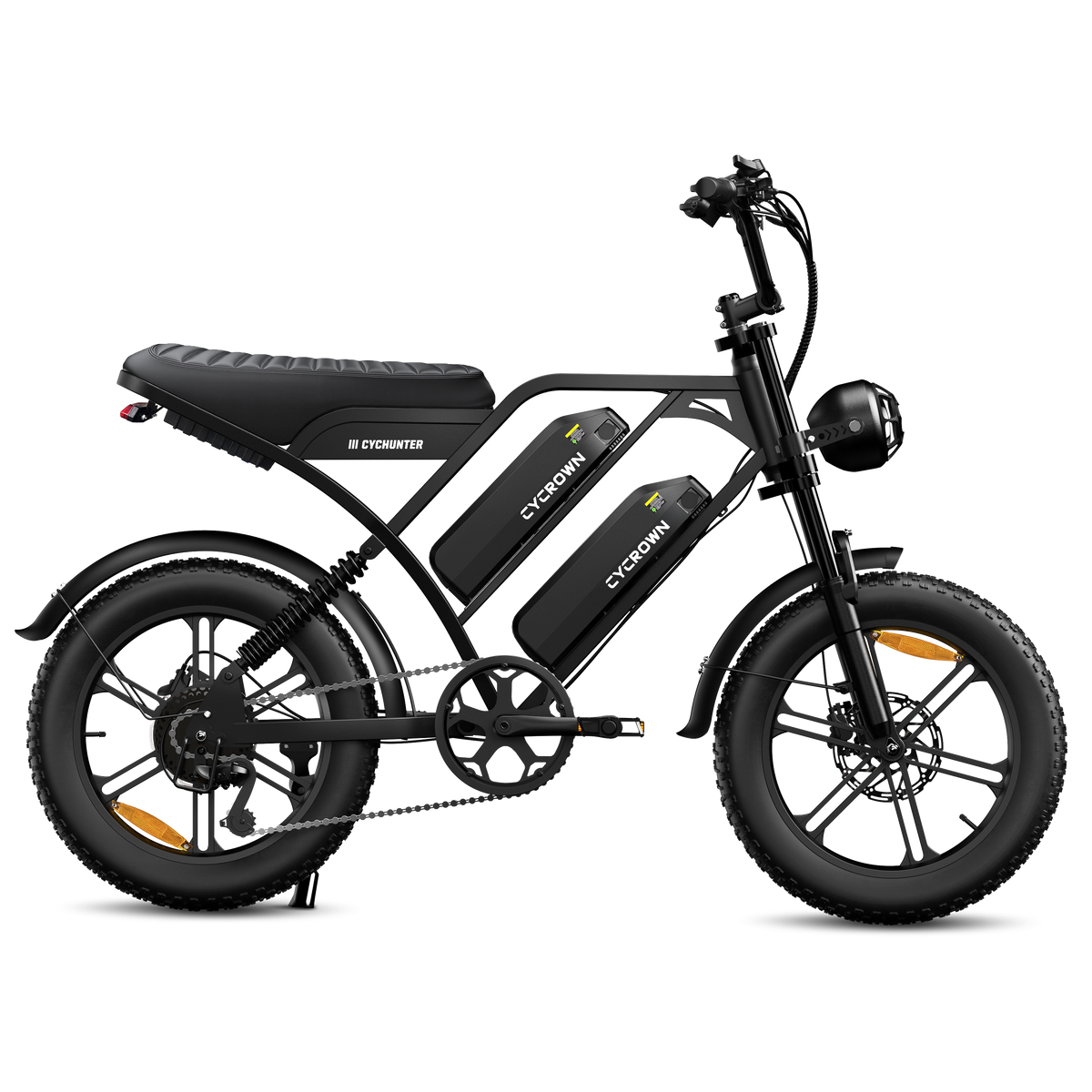 Side view of the dual-battery CycHunter 2.0 on a white background