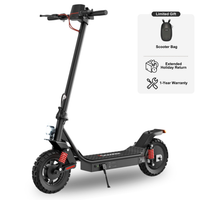iScooter i10 Pro 800W folding commuter electric scooter: 48V peak 800W brushless rear-wheel-drive motor, 28 mph top speed, 720Wh battery, 10-inch pneumatic road tires, EBAS front plus double drum rear brakes, front and rear suspension, IP54, dedicated iScooter app, 53.9 lb folded