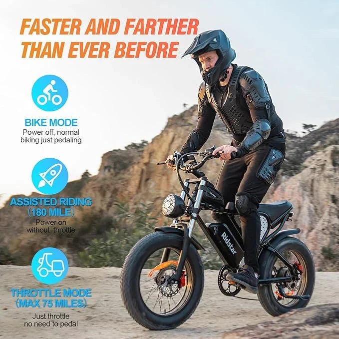 Ridstar Q20 Pro Dual-Motor Electric Bike rear hub motor and drivetrain