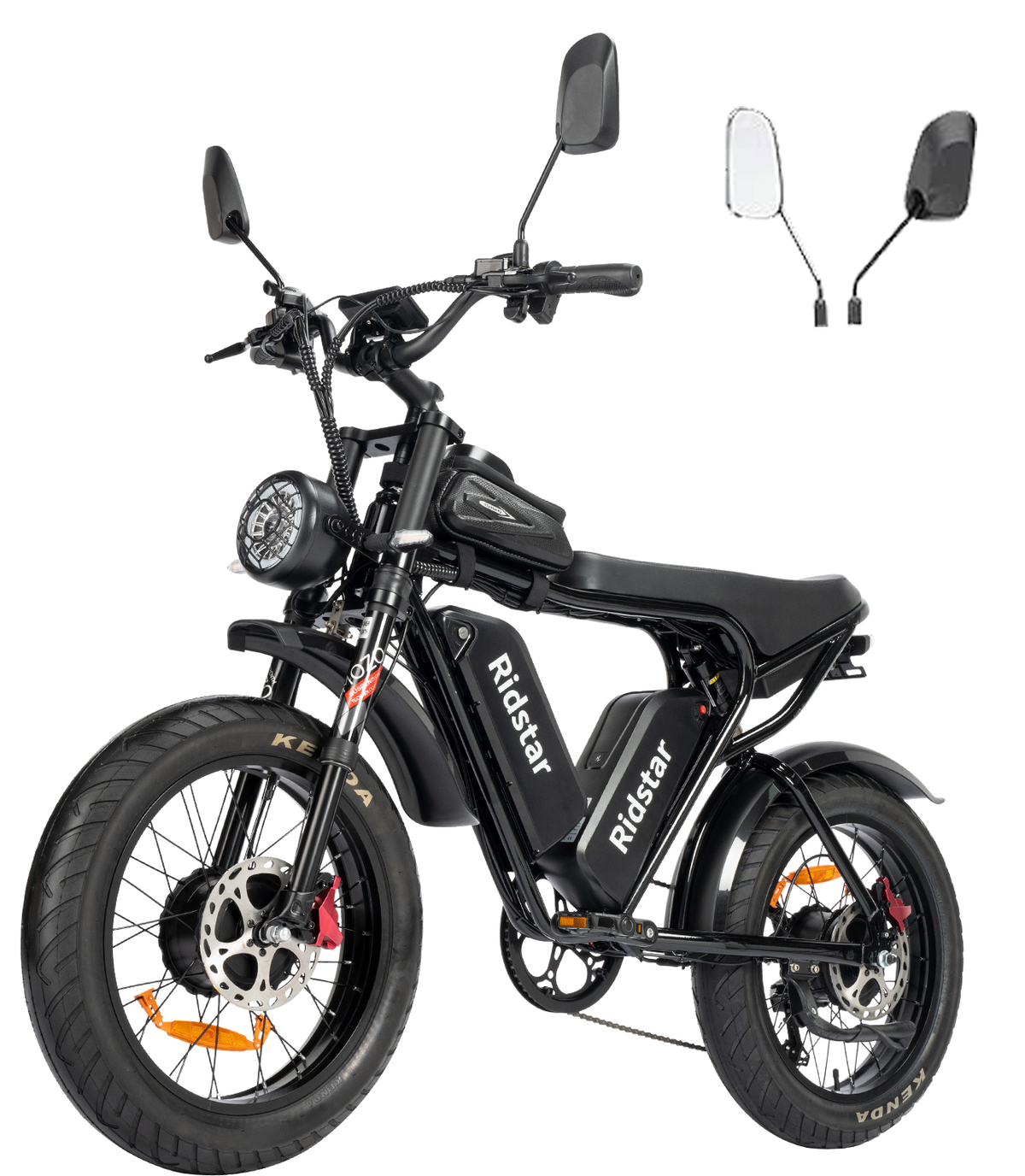 Ridstar Q20 Pro Dual-Motor Electric Bike rider view showing scale