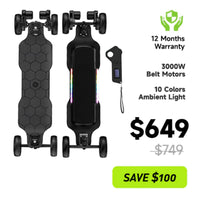 isinwheel V10 promotional sale graphic with the skateboard photographed above price call-outs