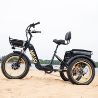 Blue MG2301 SILVERADO-HD electric trike parked on sand beside water