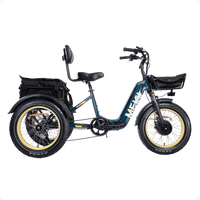 Blue DWMEIGI MG2301 SILVERADO-HD fat-tire electric trike, right-side studio profile