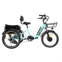 Blue DWMEIGI MG2302-SILVERADO electric tricycle, left-side studio profile