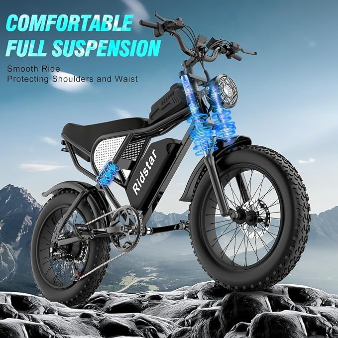 Ridstar Q20 1500W Fat-Tire Electric Bike hydraulic brake and fat tire