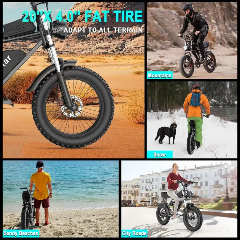Ridstar Q20 Lite Fat-Tire Electric Bike fat tire and suspension detail