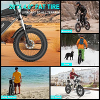 Ridstar Q20 Lite Fat-Tire Electric Bike fat tire and suspension detail