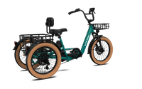 VTUVIA E-COZY electric trike in forest green, rear three-quarter view