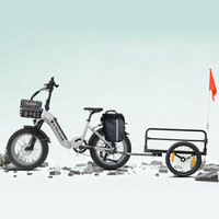 VTUVIA SX20 silver electric bike with rear utility trailer