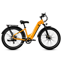 VTUVIA Zeal LT7 lemon yellow step-through e-bike side profile with rear rack and fenders