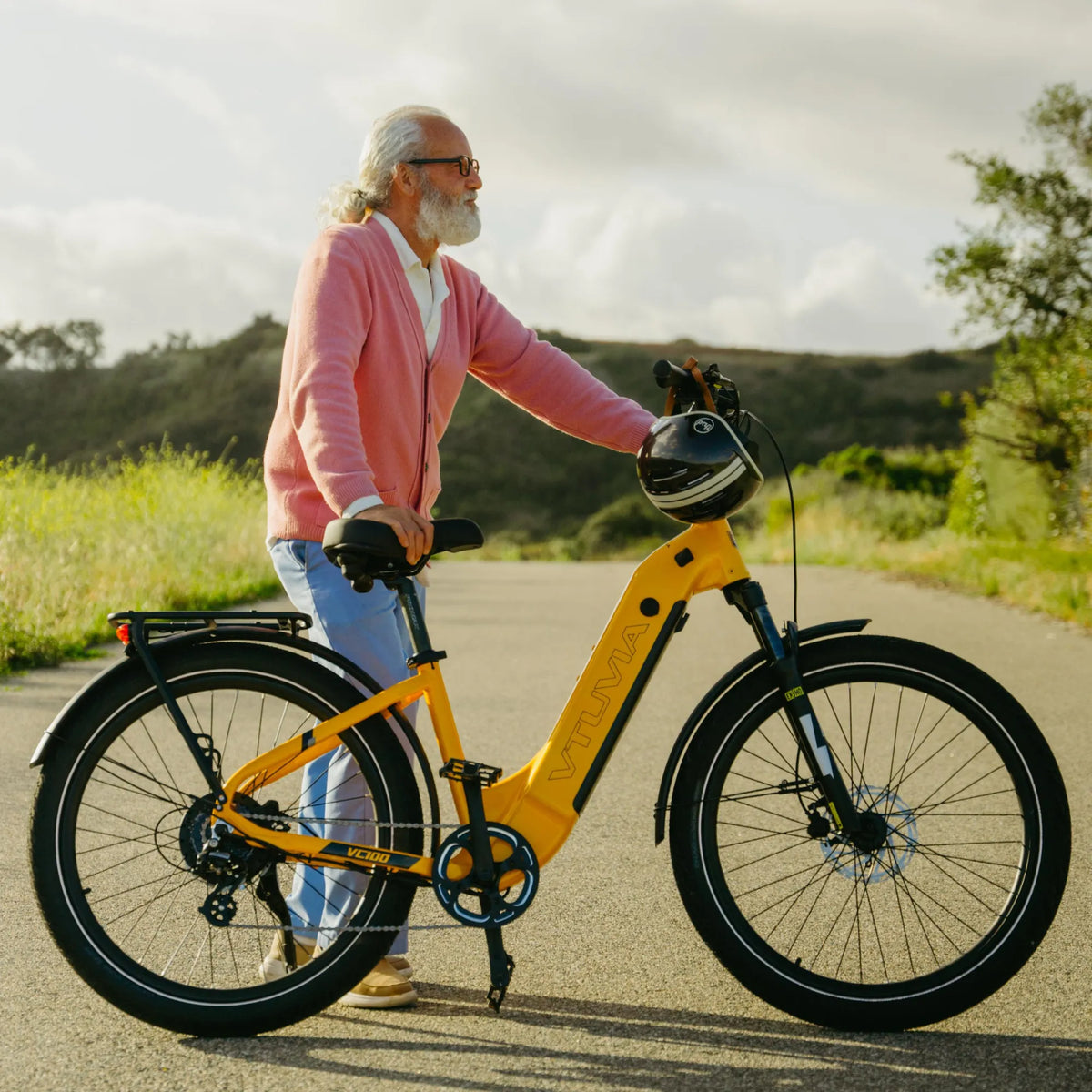 VTUVIA Zeal LT7 torque-sensor step-through electric bike in a side product view